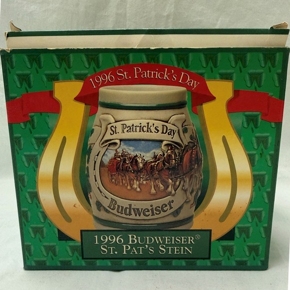 Anheuser-Busch Other - Vintage 1996 Budweiser St Patricks Day Ceramarte Beer Stein With Box & COA